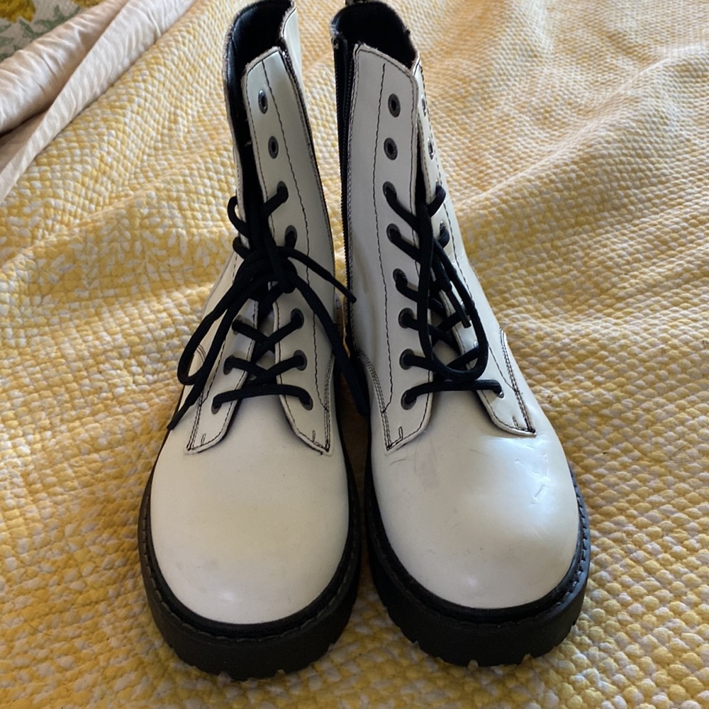 White Combat Boots